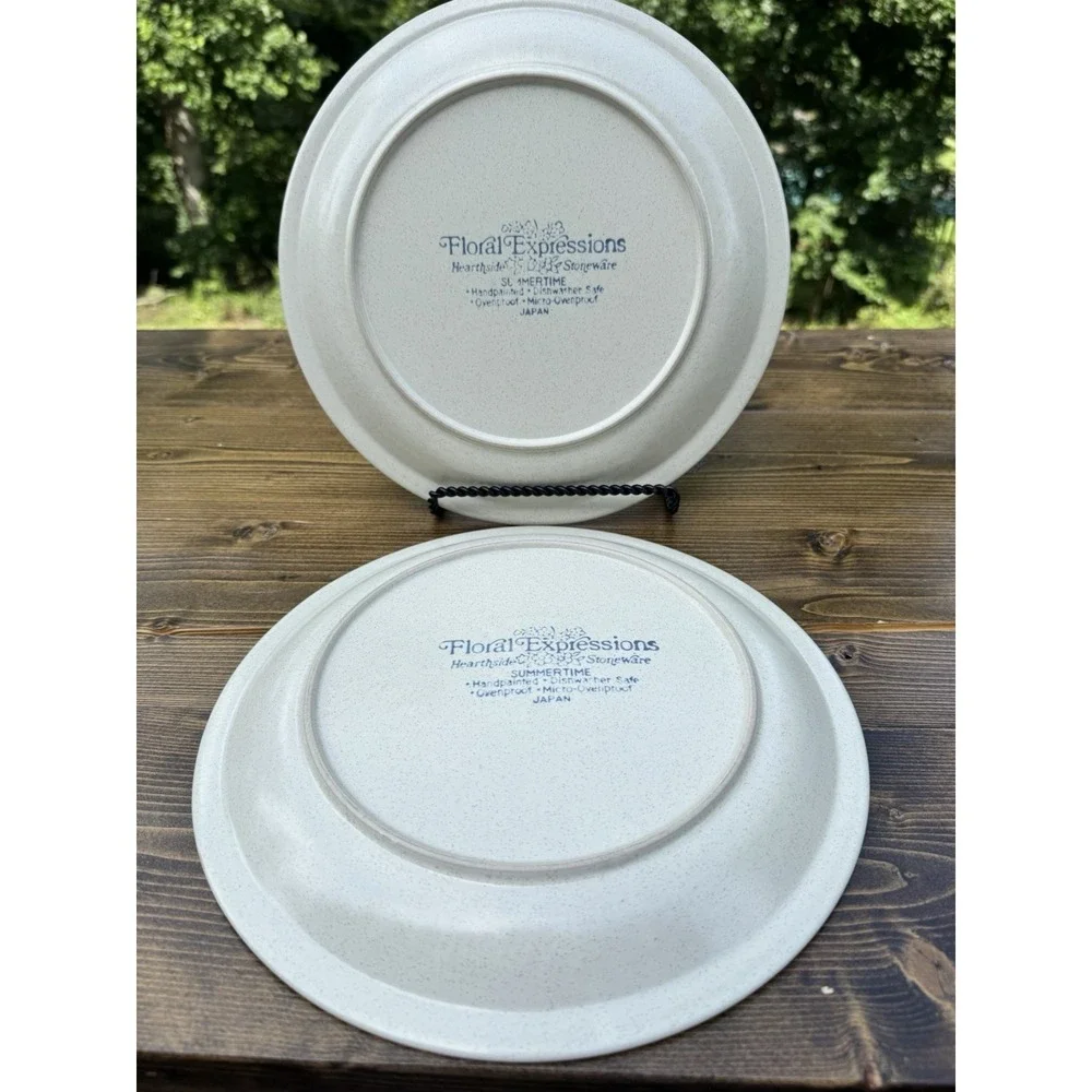 Floral Expressions Summertime Dinner Plates Set of 2 Japan Heartside Stoneware 1